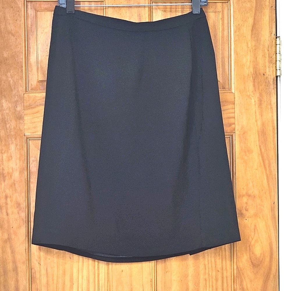 Montage Collection Black Career Women's Midi  Pencil Skirt Back Slit, Size 12